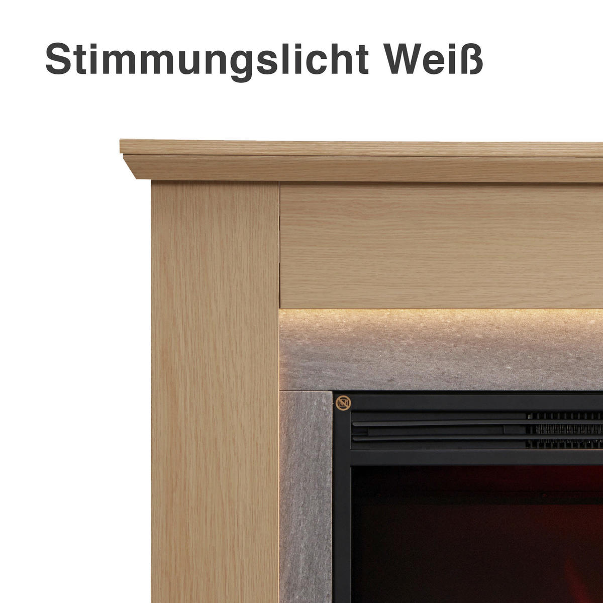 Balderia Elektrischer Kamin Elektrischer-Kamin Pandora hellbraun MDF Metall B/H/T: ca. 89x88,3x25 cm ca. 2000 W El.-Kamin Pandora EF374A-MT374B-NO - hellbraun (89,00/88,30/25,00cm) - Balderia
