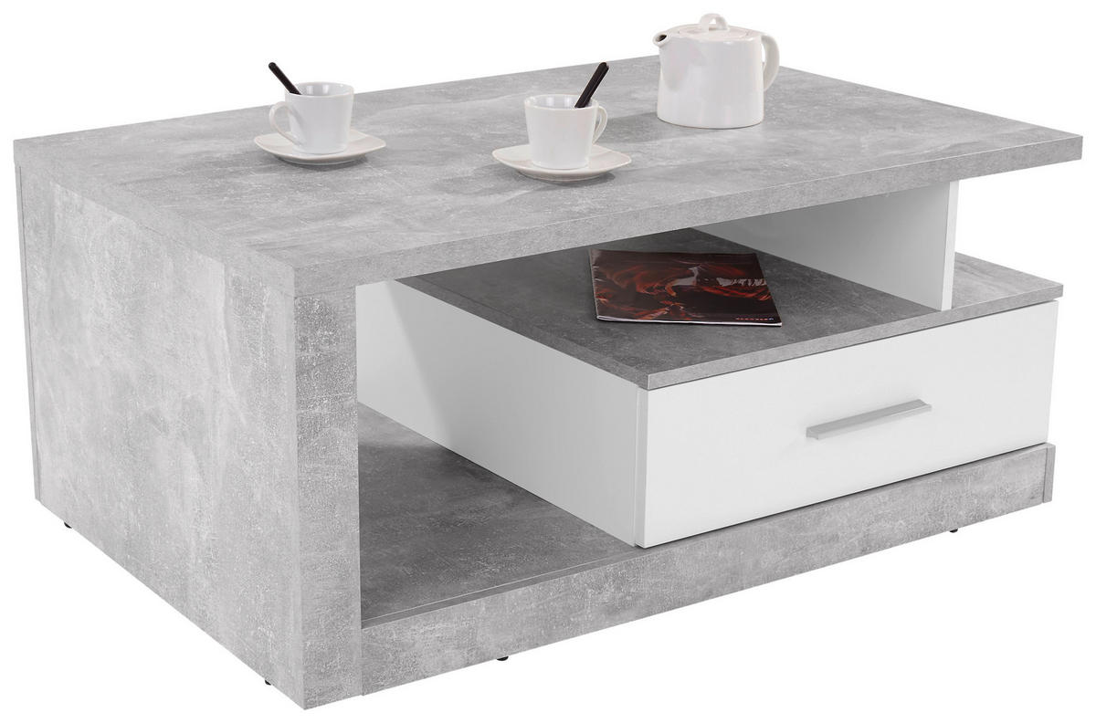 Couchtisch Iguan Beton Optik weiß Nachbildung B/H/T: ca. 110x45x67 cm Iguan - Beton/weiß (110,00/45,00/67,00cm)