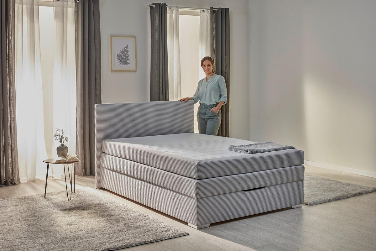 Boxspringbett Porto grau Liegefläche B/L: ca. 140x200 cm Porto - grau (147,00/105,00/211,00cm)