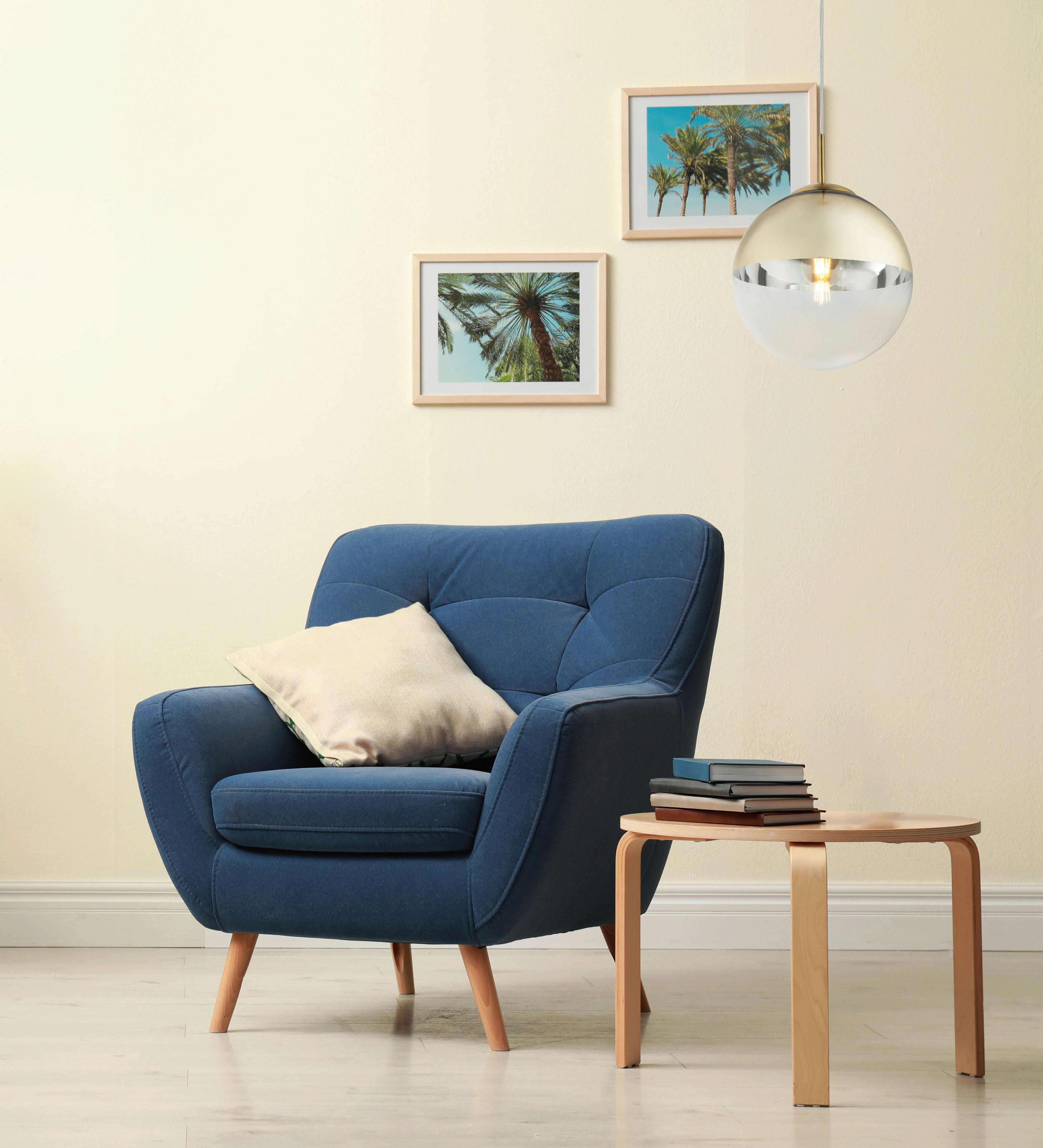 GLOBO Pendelleuchte gold Metall H/D: ca. 120x25 cm E27 1 Brennstellen VARUS - gold (25,00/120,00cm) - GLOBO