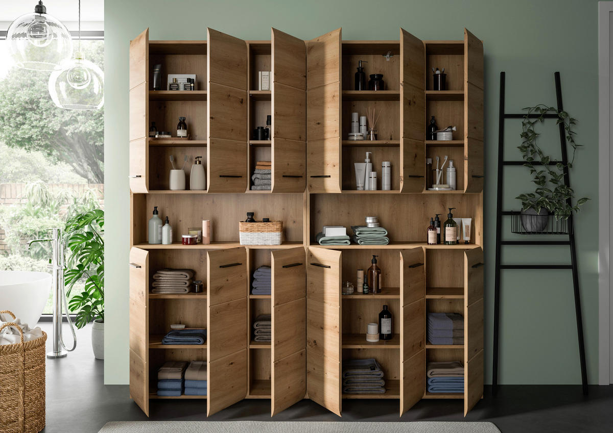 Badezimmer-Set Ice Artisan Oak Nachbildung B/H/T: ca. 180x185x30 cm Ice - (180,00/185,00/30,00cm) - xonox.home