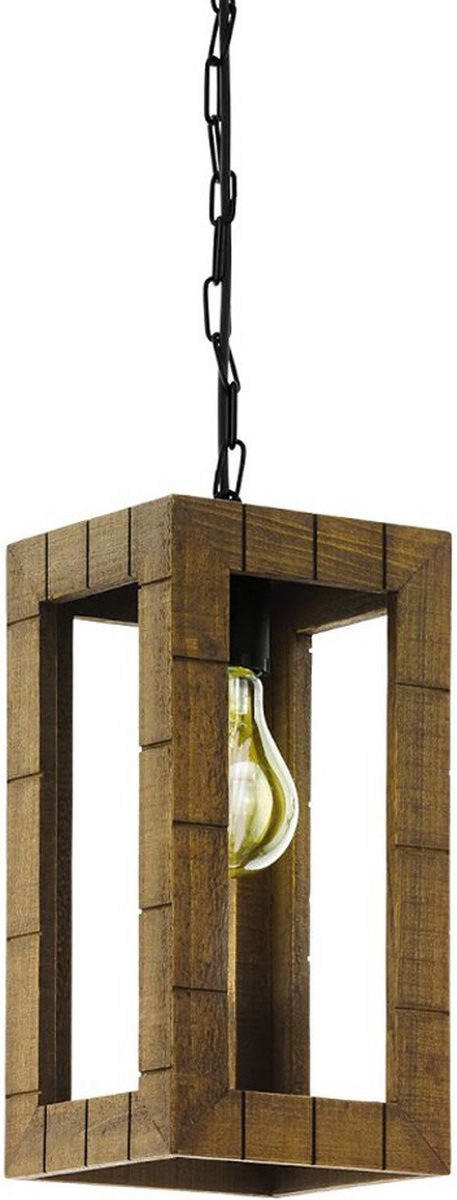 Eglo Pendelleuchte braun schwarz Metall Holz B/H/L: ca. 17x110x17 cm E27 1 Brennstellen Takhira - braun/schwarz (17,00/17,00/110,00cm) - Eglo
