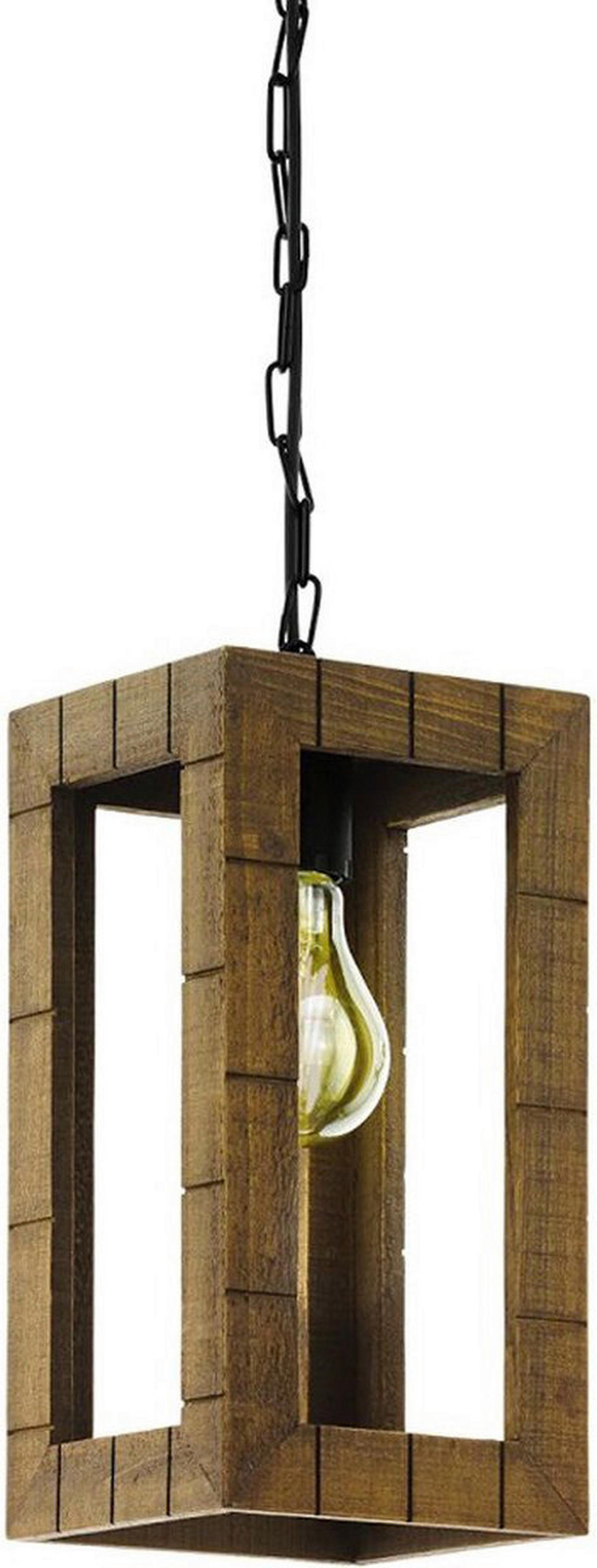 Eglo Pendelleuchte braun schwarz Metall Holz B/H/L: ca. 17x110x17 cm E27 1 Brennstellen Takhira - braun/schwarz (17,00/17,00/110,00cm) - Eglo