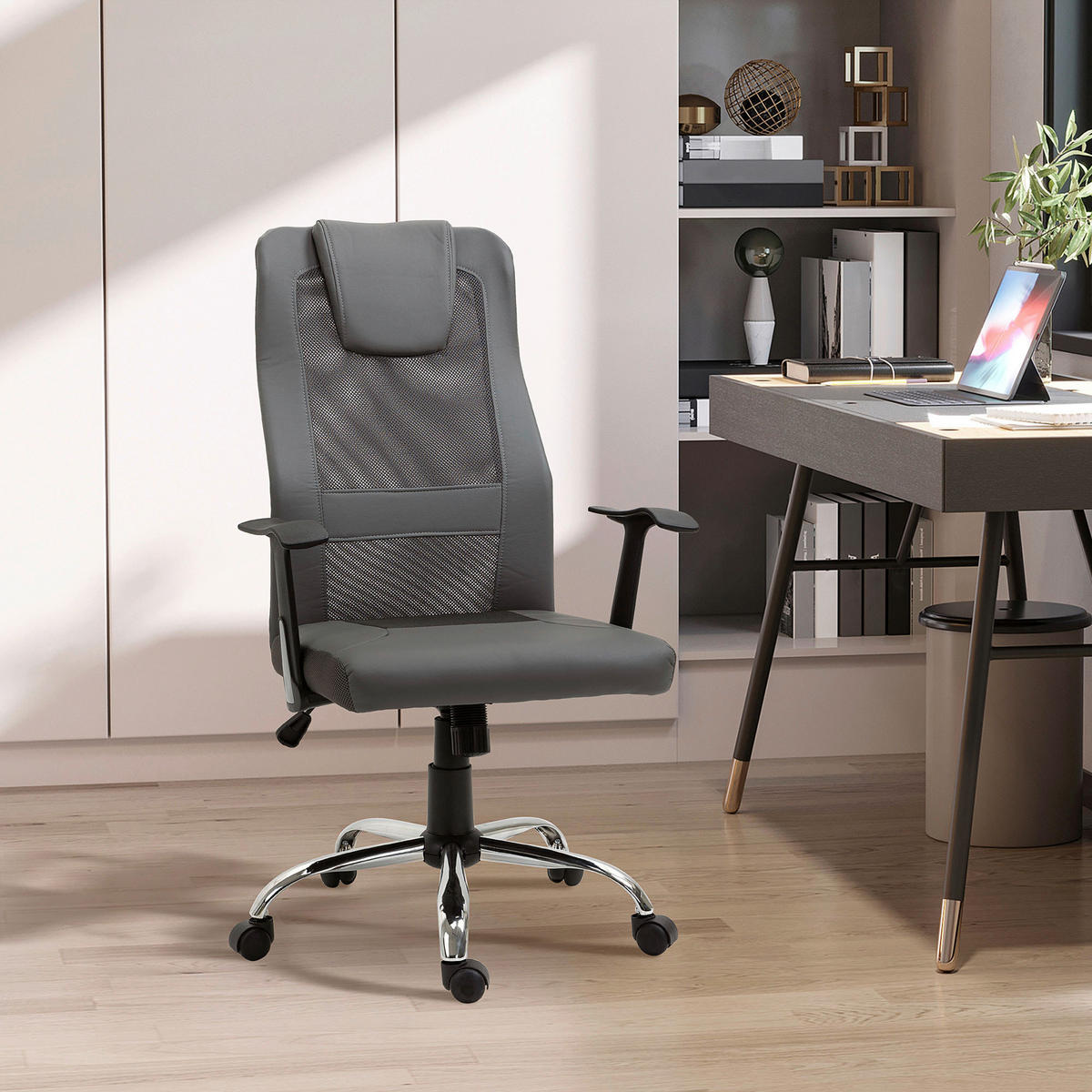 Drehstuhl 921-141GY grau 921-141GY - grau (66,00/118,00/73,00cm) - Vinsetto