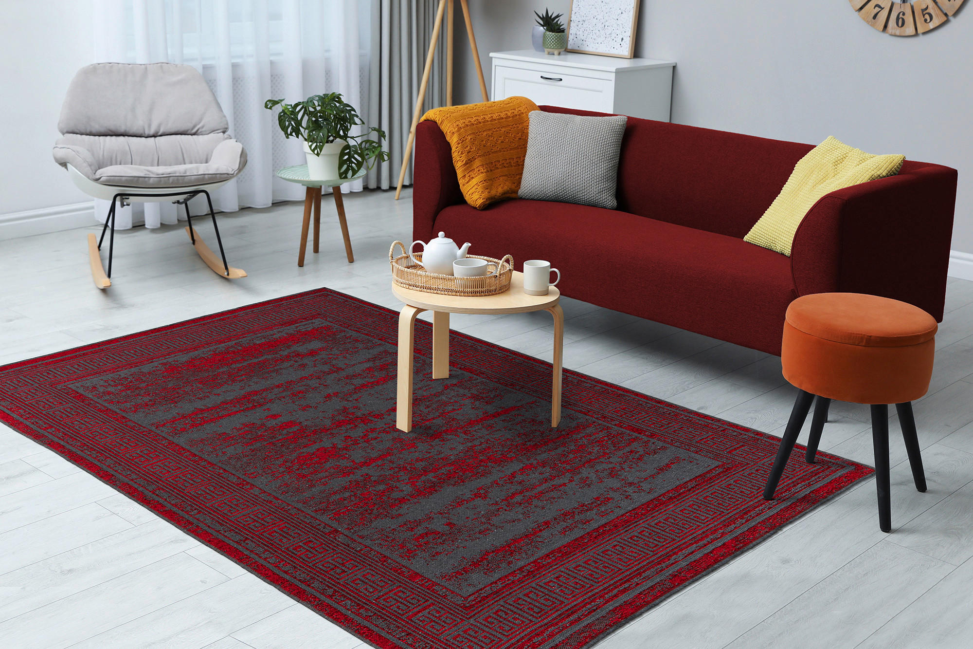 Thumbnail - Kayoom Flachflorteppich Kalea 325 rot B/H/L: ca. 80x0,8x150 cm