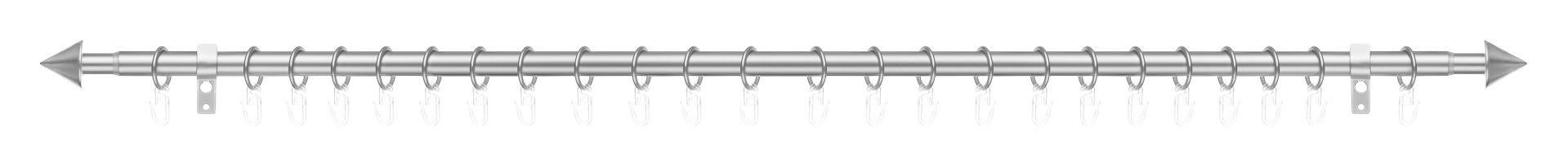 Gardinenstange Kegel Chrom Metall D: ca. 2 cm ausziehbar von ca. 130 bis 240 cm 1.0 Läufe