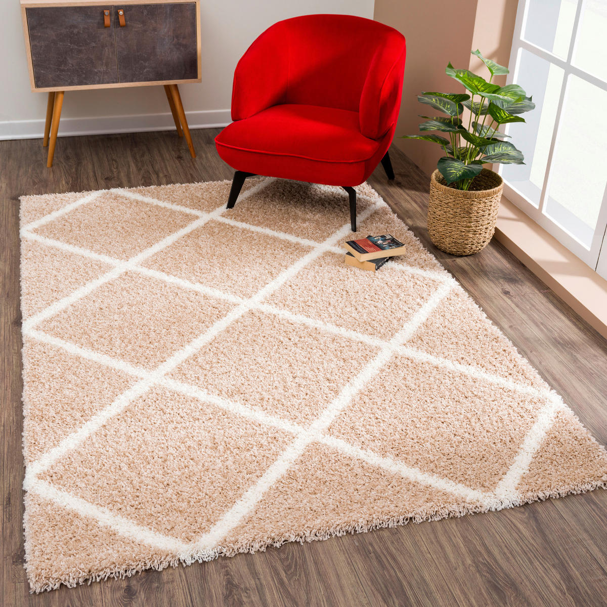 Sanat Hochflorteppich MADRID beige B/L: ca. 140x200 cm MADRID - beige (140,00/200,00cm) - Sanat