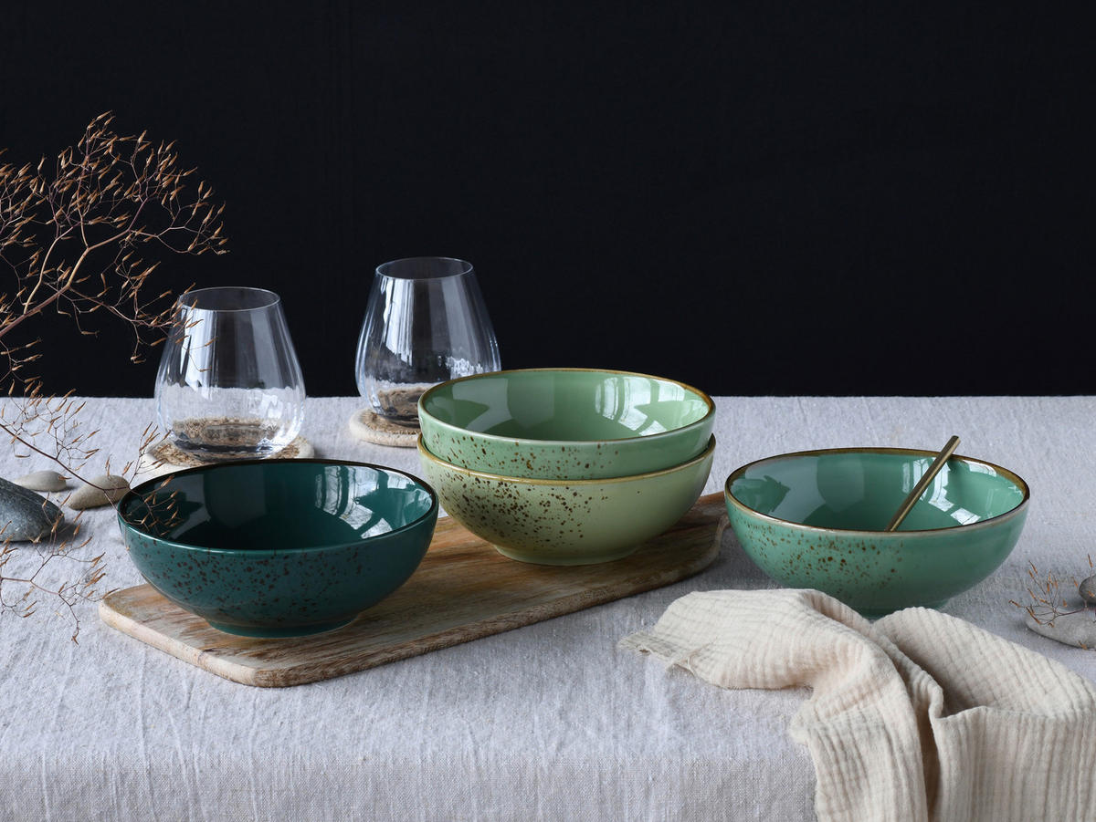 CreaTable Schüssel-Set Nature Collection Green Life grün Steinzeug Nature Collection Green Life - grün - CreaTable