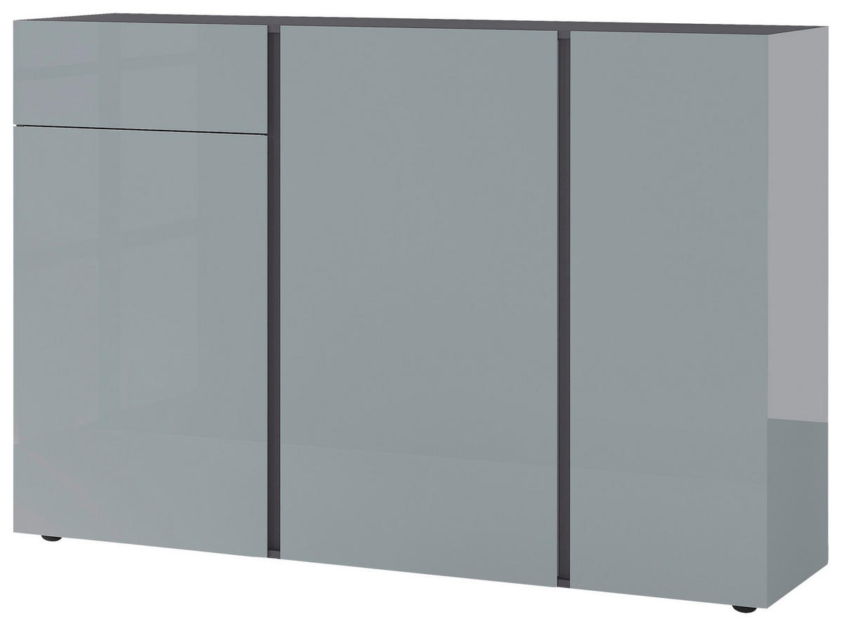 Sideboard Mesa Graphit Nachbildung Silbergrau Hochglanz B/H/T: ca. 152x103x43 cm Mesa - Graphit/Silbergrau (152,00/103,00/43,00cm)