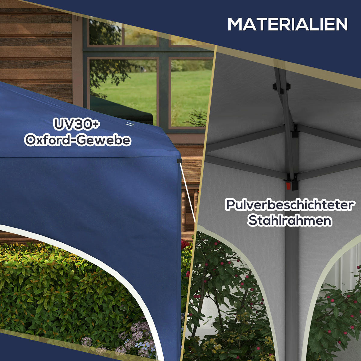 Outsunny Pavillon blau Polyester-Mischgewebe B/H/L: ca. 295x255x295 cm Pavillon - blau (295,00/295,00/255,00cm) - Outsunny