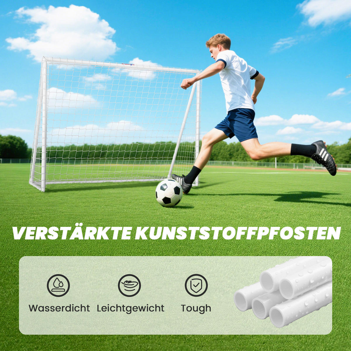 SPORTNOW Fußballtor weiß B/H/L: ca. 90x180x240 cm Fußballtor - weiß (240,00/90,00/180,00cm) - SPORTNOW