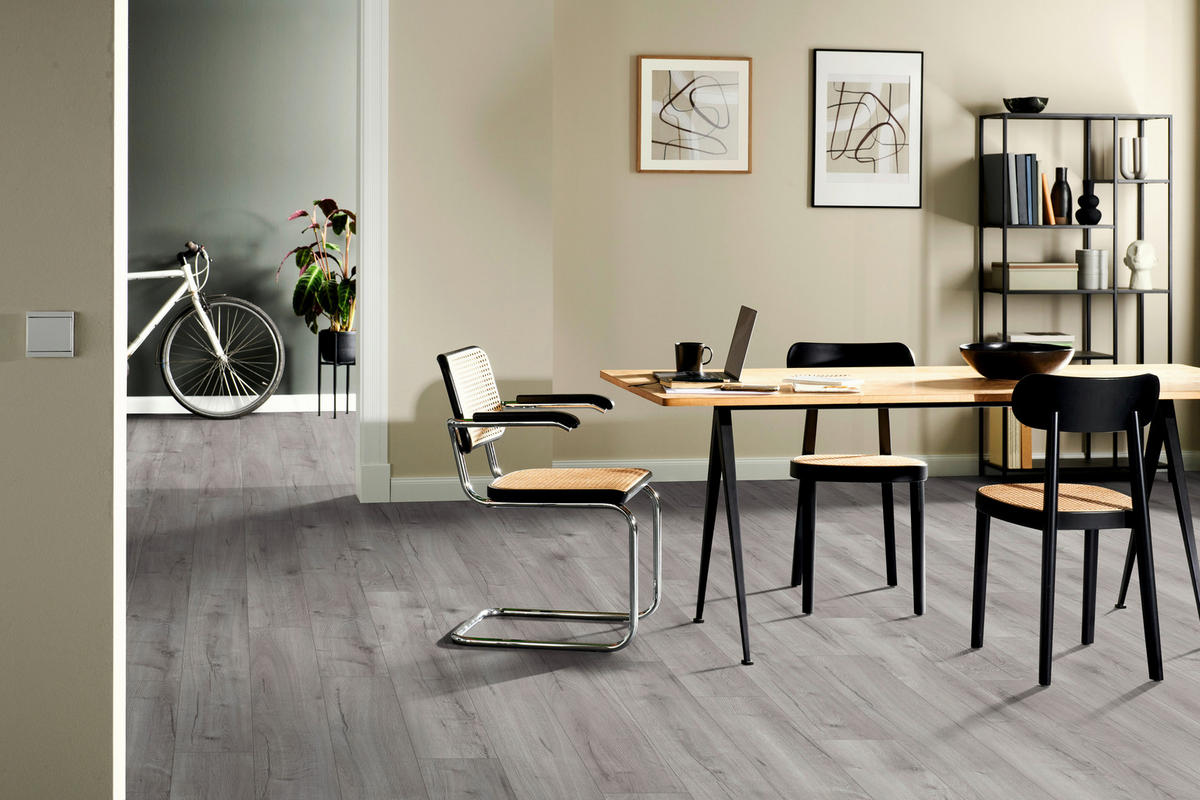 Laminatboden Old light grey ca.1,9948m² im Paket  B/L: ca. 129,2x19,3 cm pro Paket Old light grey ca.1,9948m² im Paket - hellgrau (129,20/19,30cm)
