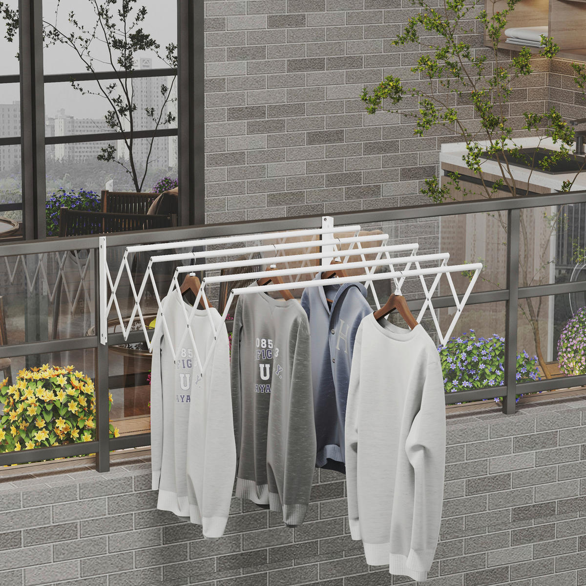 HOMCOM Wäscheständer weiß Eisen B/H/L: ca. 60x63,5x20 cm Wäscheständer - weiß (20,00/60,00/63,50cm) - HOMCOM