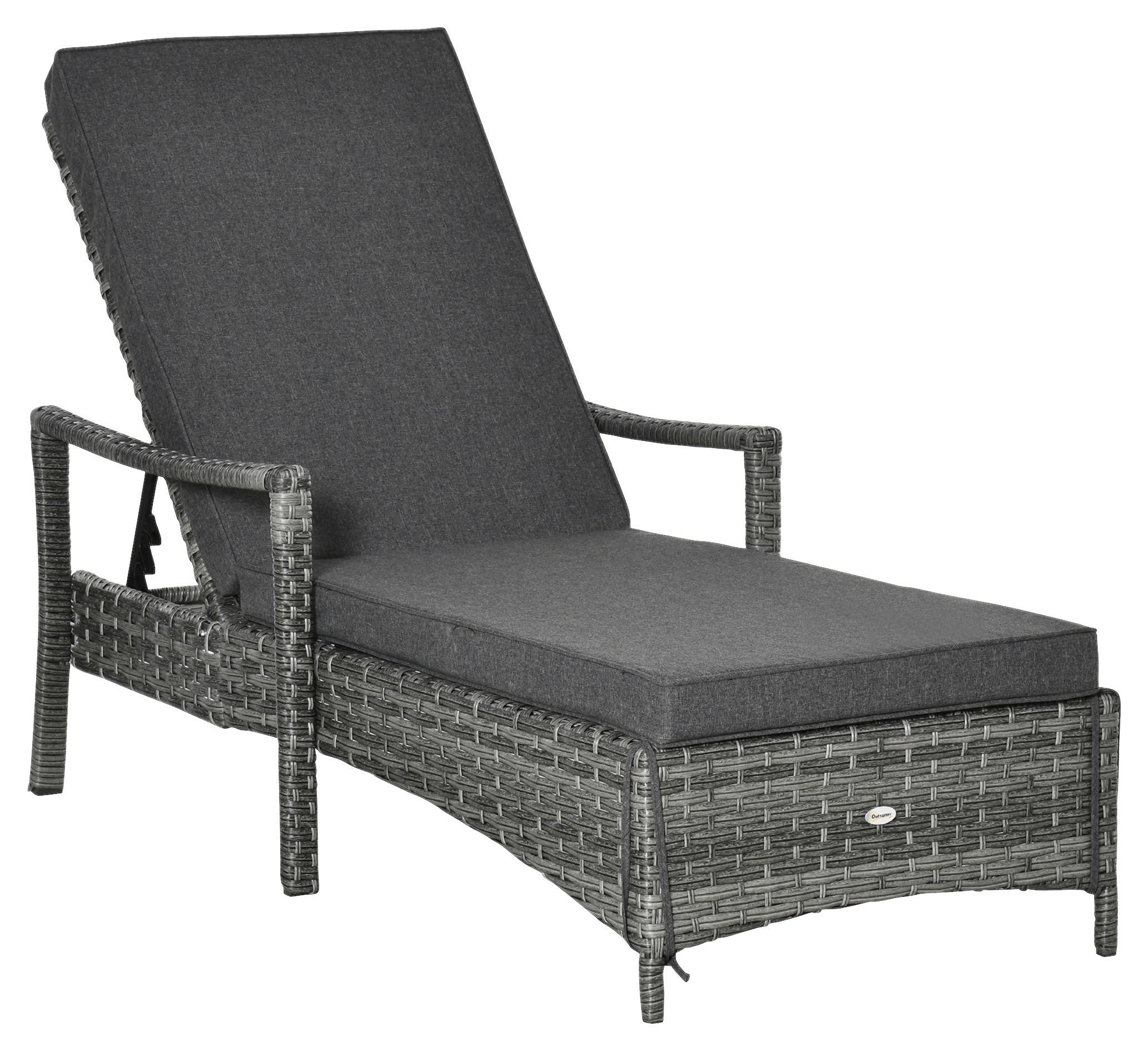 Outsunny Gartenliege grau Polypropylen B/H/L: ca. 62,5x192x52,5 cm Liegestuhl - grau (52,50/62,50/192,00cm) - Outsunny