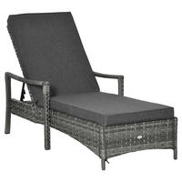 Outsunny Gartenliege grau Polypropylen B/H/L: ca. 62,5x192x52,5 cm Liegestuhl - grau (52,50/62,50/192,00cm) - Outsunny