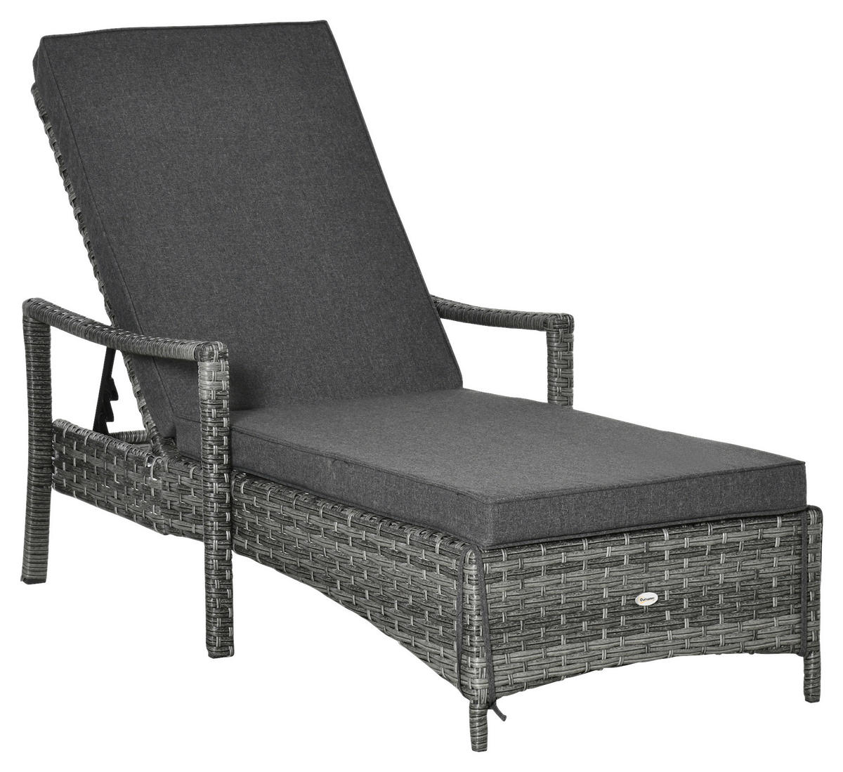 Outsunny Gartenliege grau Polypropylen B/H/L: ca. 62,5x192x52,5 cm Liegestuhl - grau (52,50/62,50/192,00cm) - Outsunny