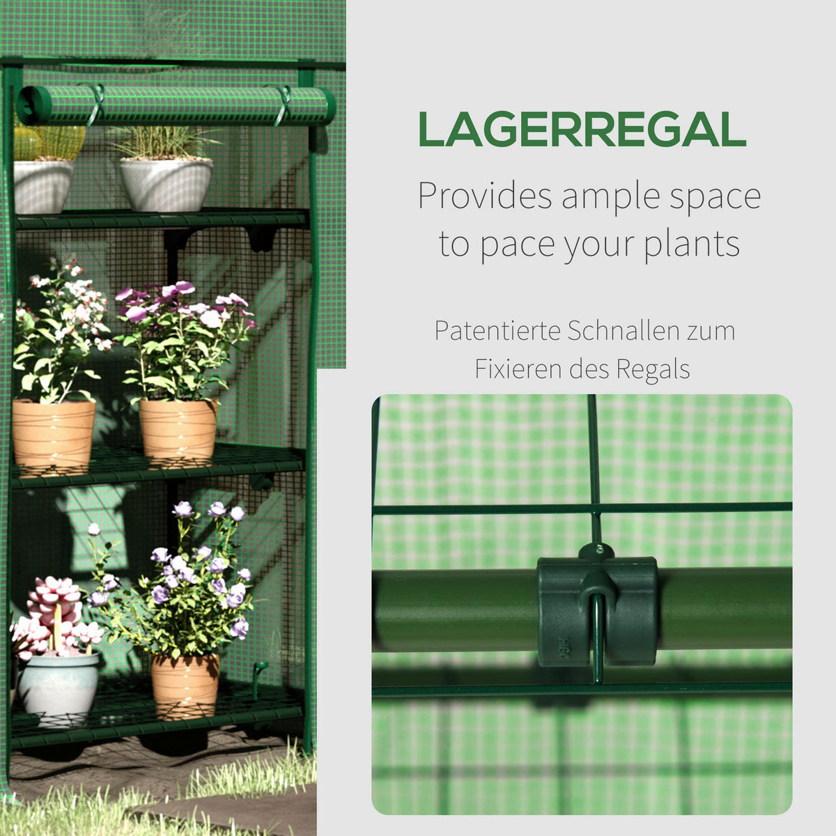 Outsunny Gewächshaus B/H/L: ca. 49x120x80 cm Gewächshaus - grün (80,00/49,00/120,00cm) - Outsunny