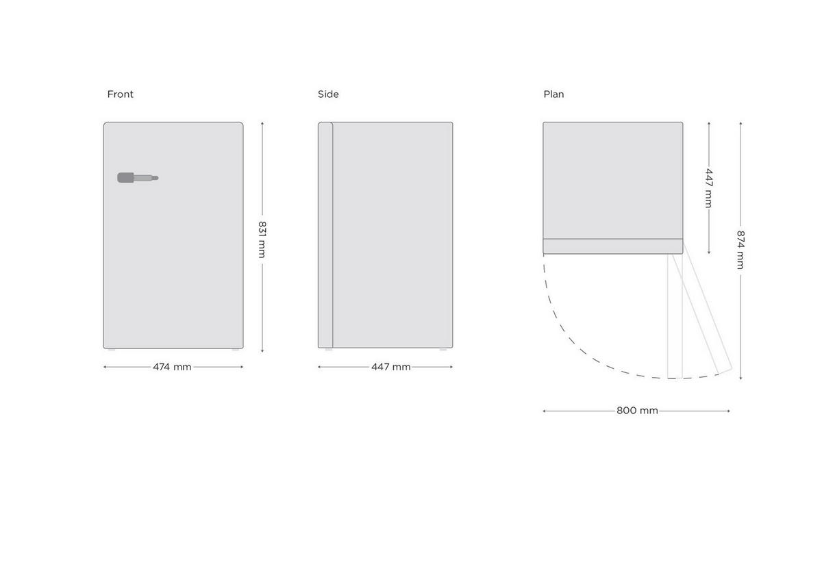 Respekta Retro Kühlschrank KG83S-52 schwarz B/H/T: ca. 47,4x83x44,7 cm Kühlschrank KG83S-52 - schwarz (47,40/83,00/44,70cm) - Respekta