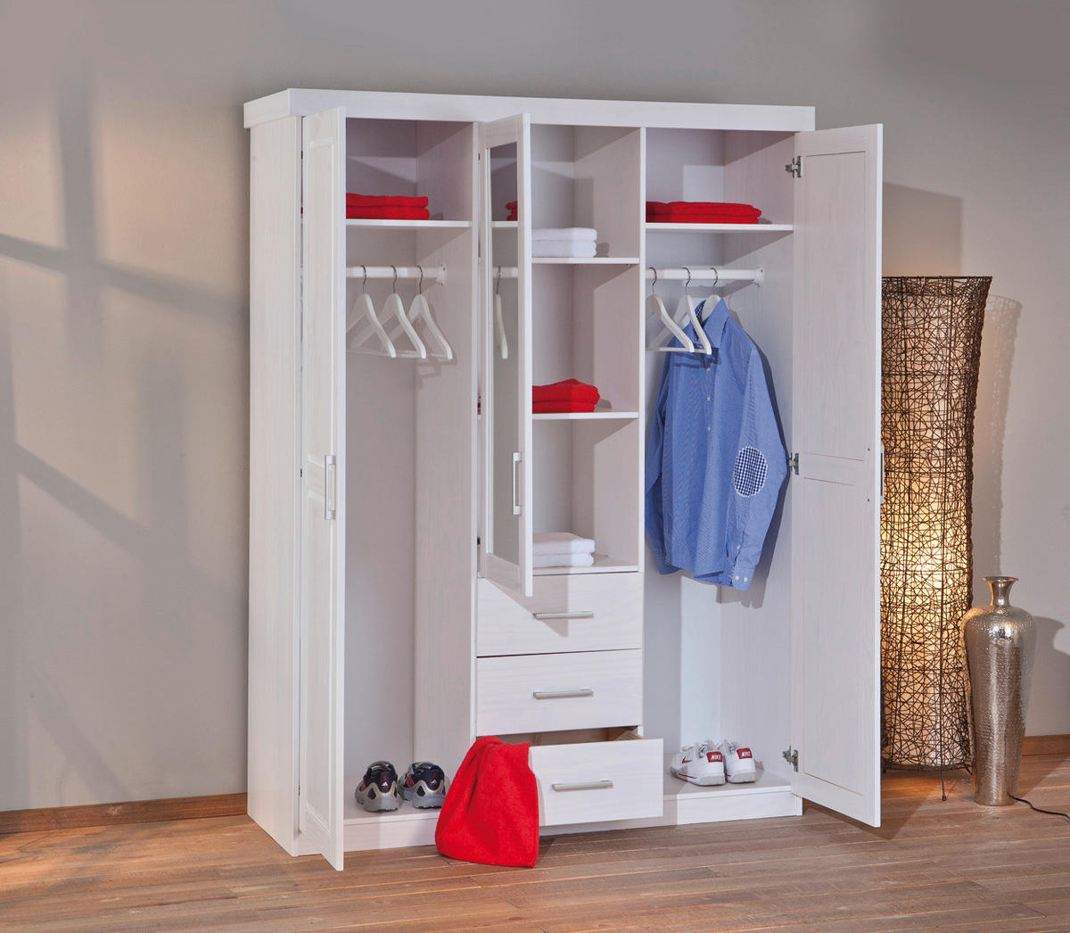 Kleiderschrank Geraldo weiß B/H/T: ca. 140x190x55 cm Geraldo - weiß (140,00/190,00/55,00cm) - Inter Link