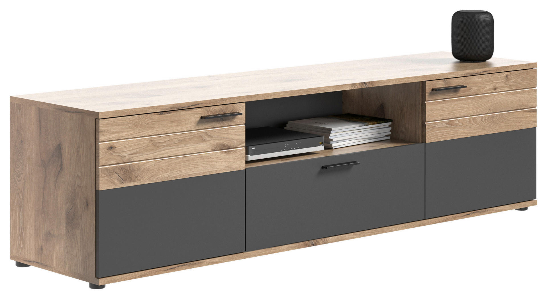 TV-Lowboard Mason Nox Oak Nachbildung dunkelgrau B/H/T: ca. 194x53x47 cm Mason - dunkelgrau (194,00/53,00/47,00cm)