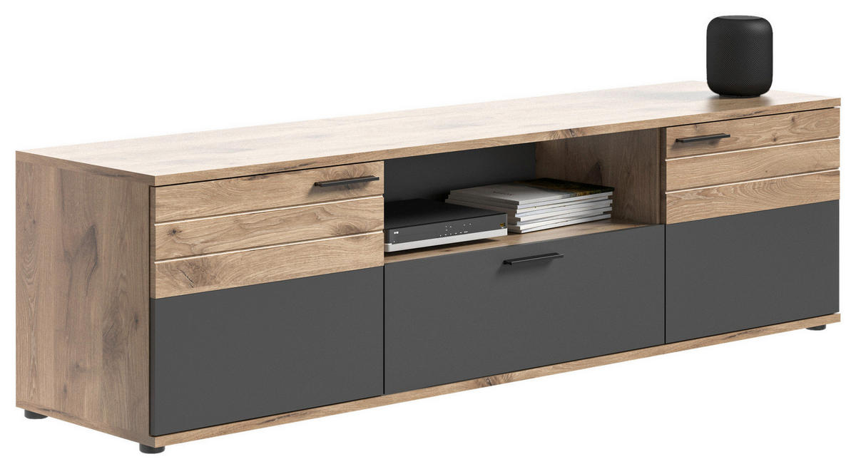 TV-Lowboard Mason Nox Oak Nachbildung dunkelgrau B/H/T: ca. 194x53x47 cm Mason - dunkelgrau (194,00/53,00/47,00cm)