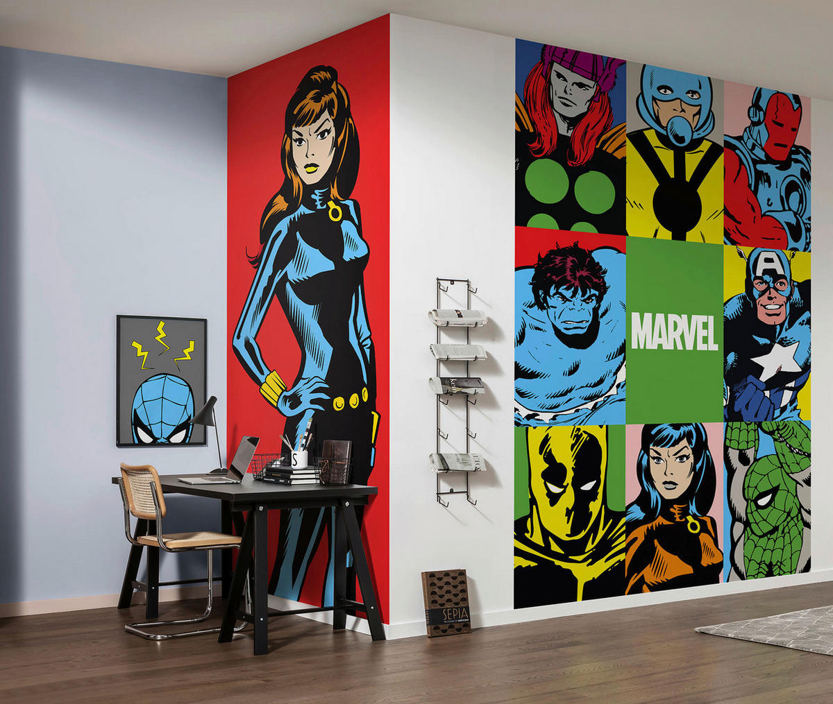 Komar Fototapete Marvel PowerUp Team Disney B/L: ca. 150x250 cm Marvel PowerUp Team - (150,00/250,00cm) - Komar