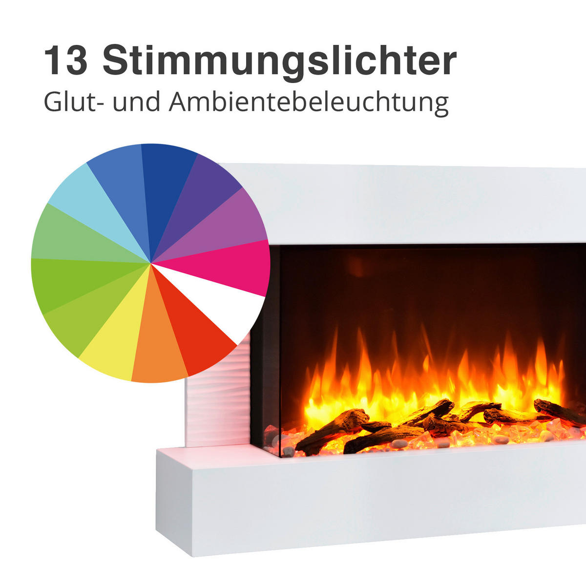Balderia Wandkamin grau MDF B/H/T: ca. 120x632x24 cm Elekt.-Kamin Aieda EF279A-MT279D-CG - grau (120,00/632,00/24,00cm) - Balderia