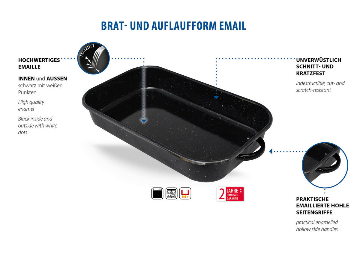 ELO Basic Brat-/Auflaufform schwarz Eisen B/H/L: ca. 20x6x32 cm Brat-/u.Auflaufform - schwarz (32,00/20,00/6,00cm) - ELO Basic