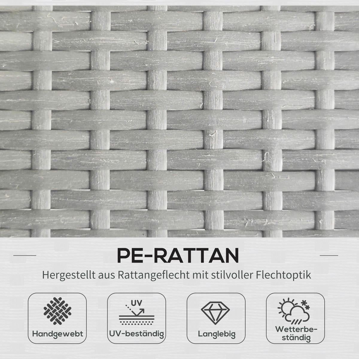 Outsunny Gartensitzgruppe 3tlg. hellgrau Polyester B/H/L: ca. 77x82x125 cm Gartensitzgruppe 3tlg. - hellgrau (125,00/77,00/82,00cm) - Outsunny