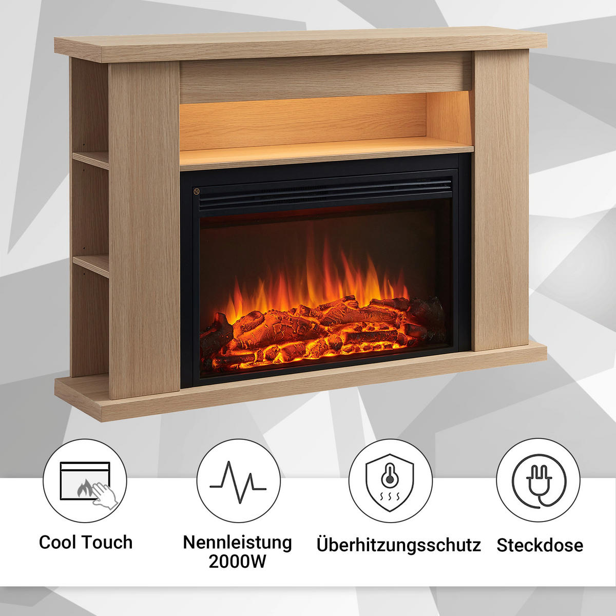 Balderia Elektrischer-Kamin Ruby EF376A-MT376E-NO braun B/H/L: ca. 28x88x130 cm ca. 2000 W Elektro-Kamin Ruby - braun (130,00/28,00/88,00cm) - Balderia