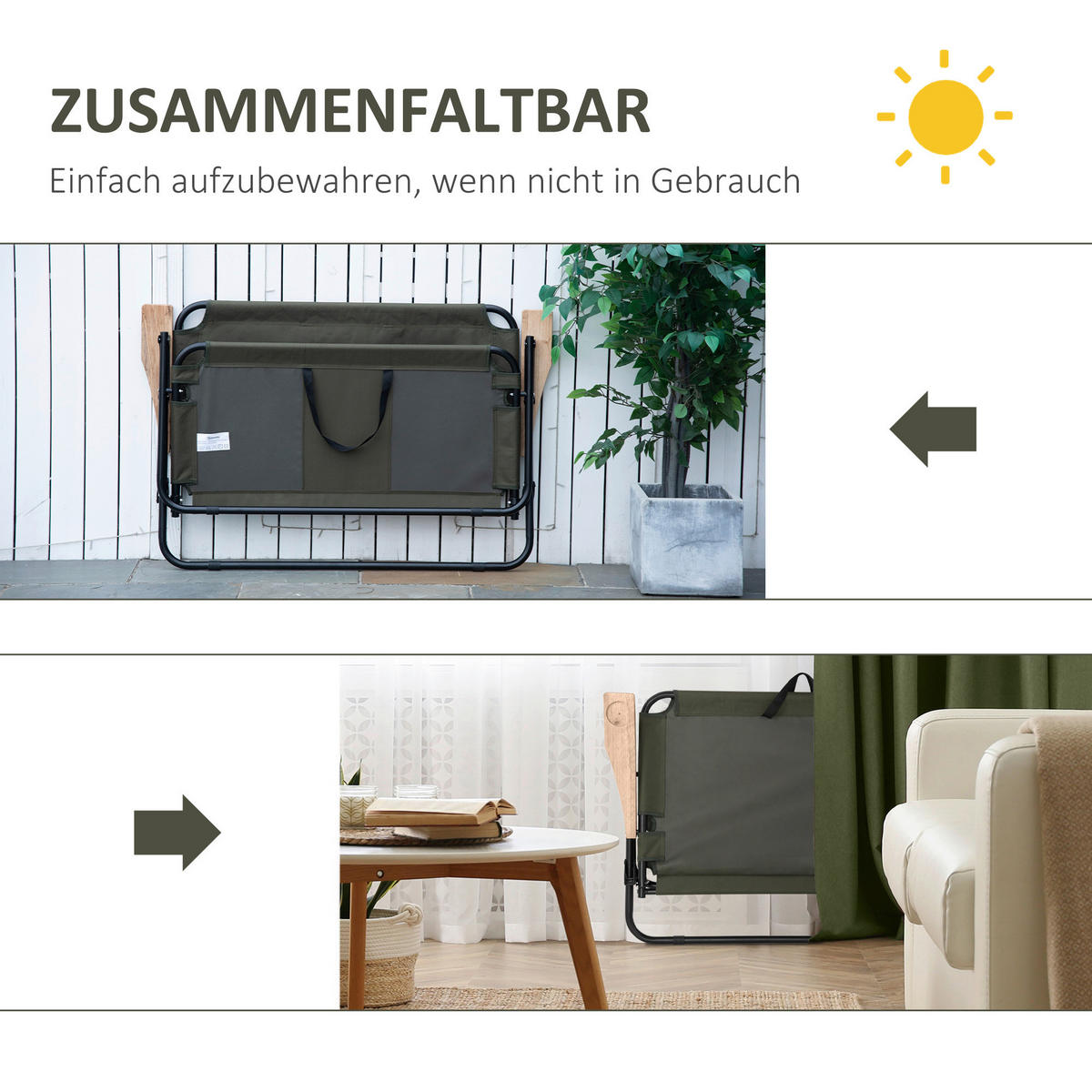 Outsunny Campingartikel B/H/L: ca. 67x114x80 cm Campingstuhl - grün (80,00/67,00/114,00cm) - Outsunny