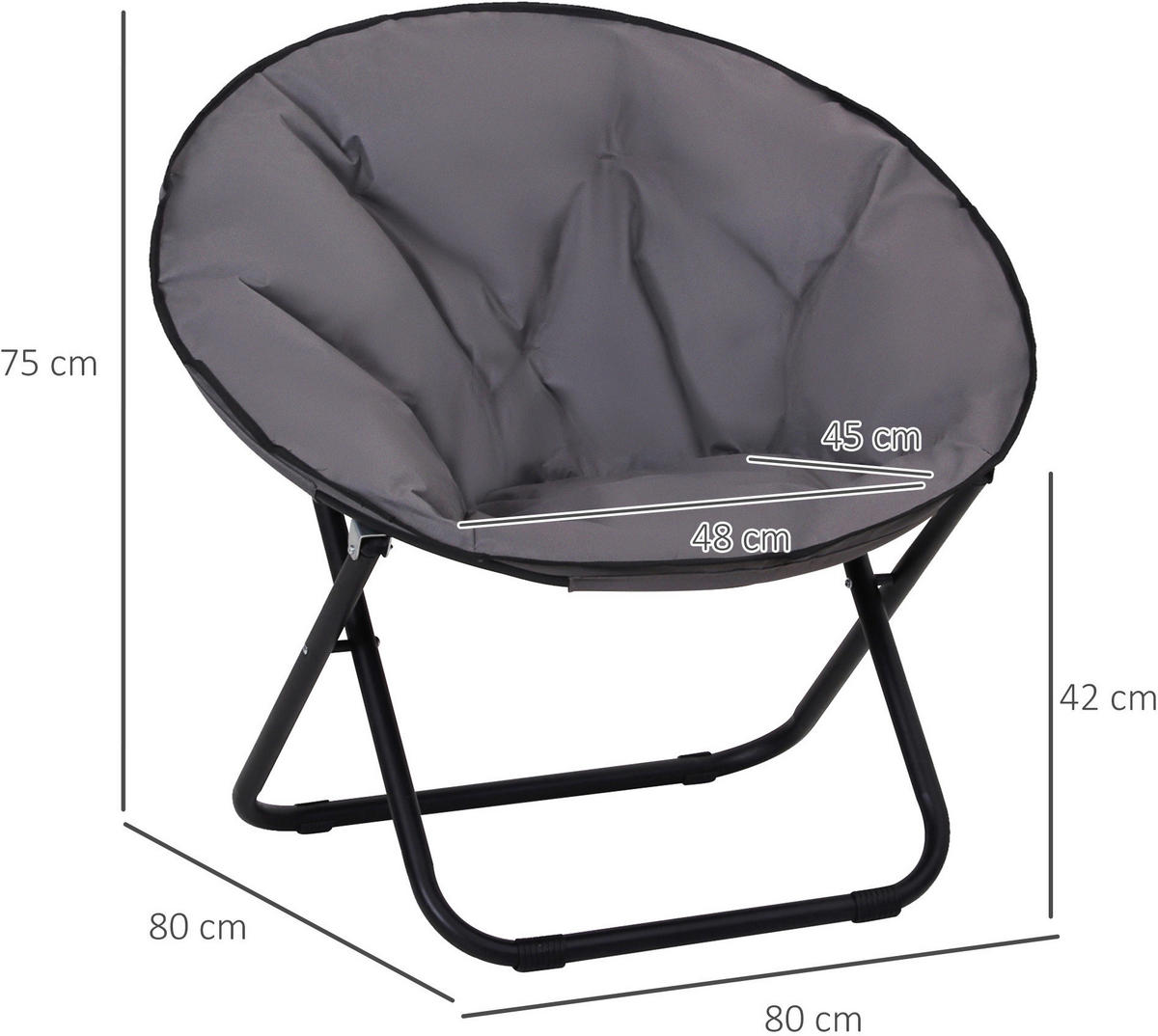 Outsunny Campingstuhl grau Polyester B/H/L: ca. 80x75x80 cm Campingstuhl - grau (80,00/80,00/75,00cm) - Outsunny