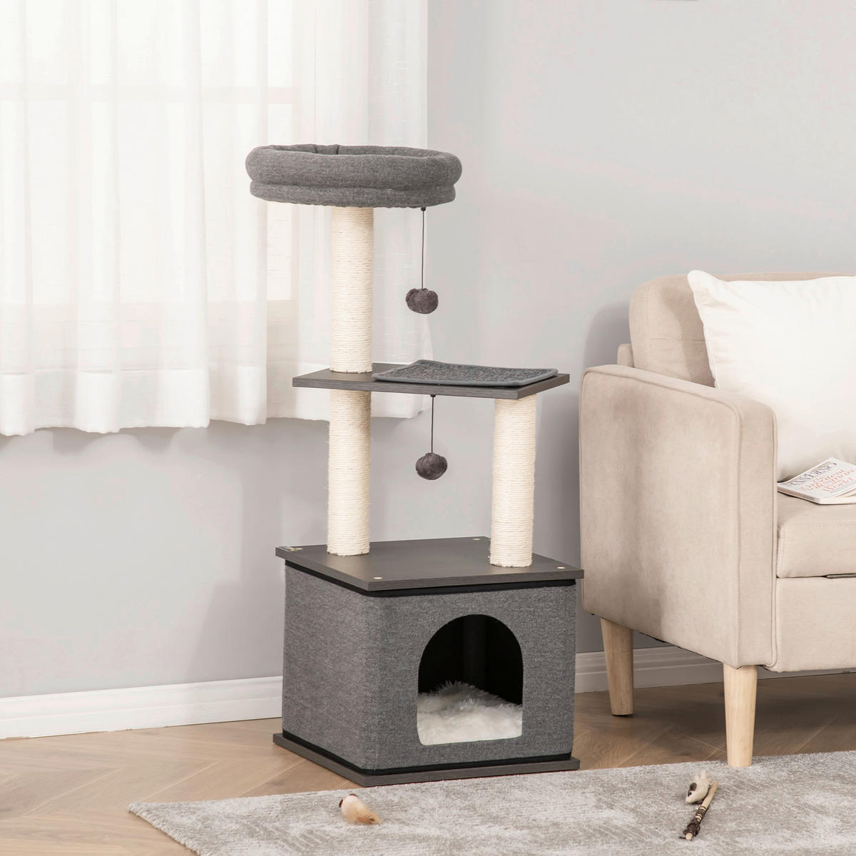 PawHut Kratzbaum Kratzbaum - (40,00/40,00/104,00cm) - PawHut