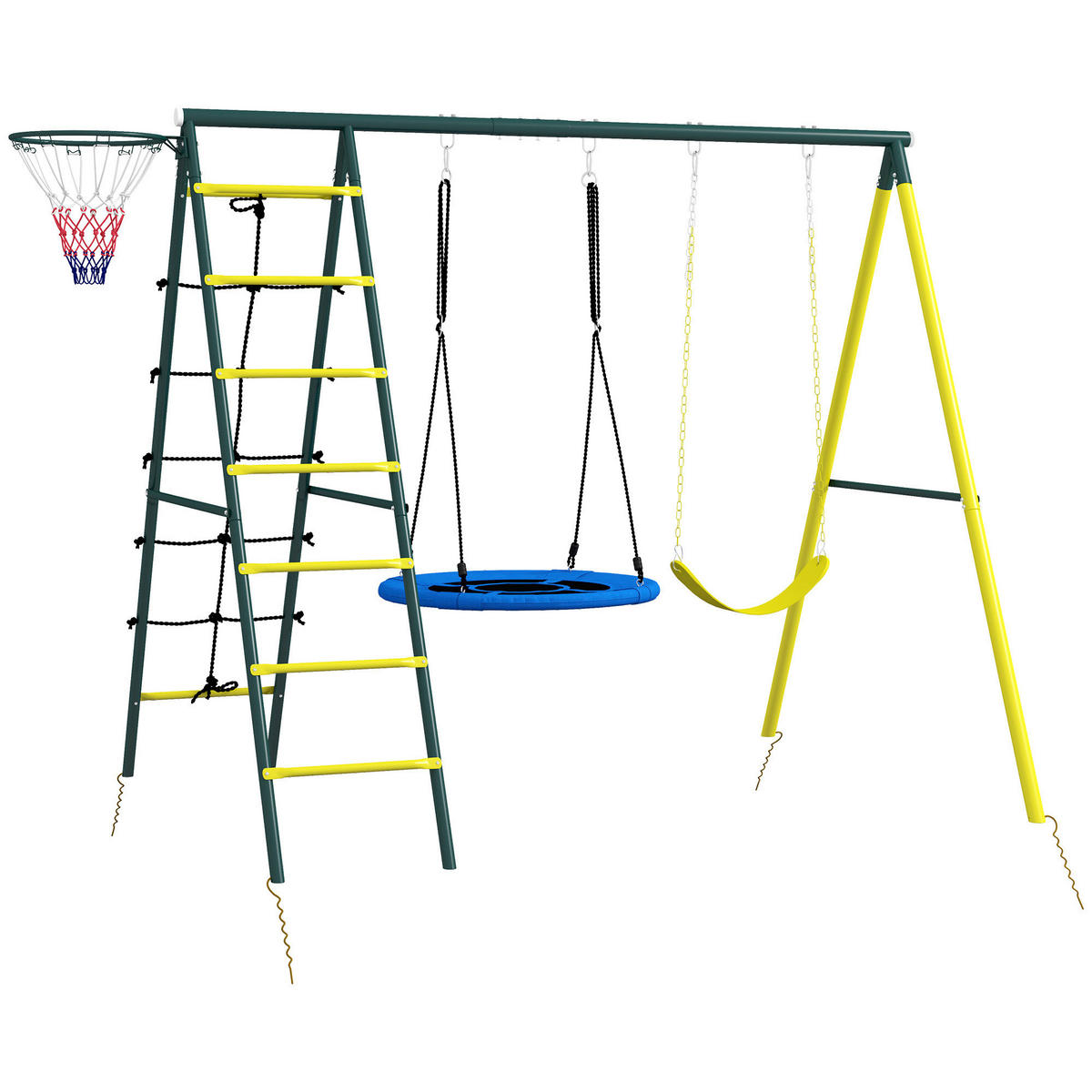 Outsunny Kinderschaukel gelb B/H/L: ca. 180x202x267 cm Kinderschaukel - gelb/grün (267,00/180,00/202,00cm) - Outsunny