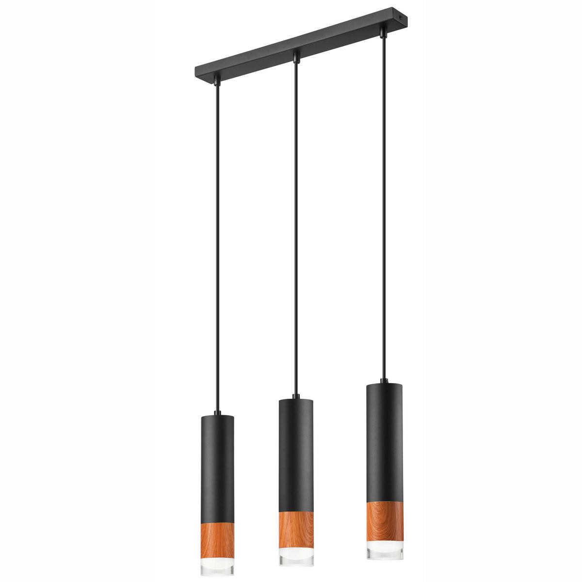 Lamkur Pendelleuchte schwarz Stahl Glas B/H/L: ca. 8x95x45 cm GU10 3 Brennstellen AURELIA - schwarz (45,00/8,00/95,00cm) - Lamkur