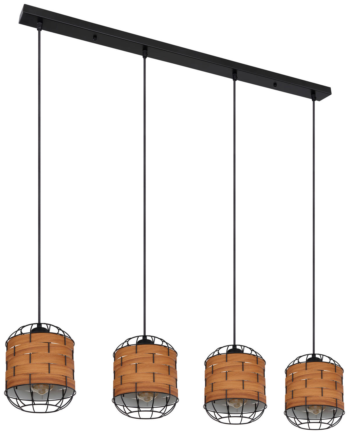 GLOBO Pendelleuchte ELMAR 15665-4H natur schwarz Kunststoff Metall B/H/T: ca. 18x120x100 cm 4.0 Brennstellen ELMAR - natur/schwarz (18,00/120,00/100,00cm) - GLOBO