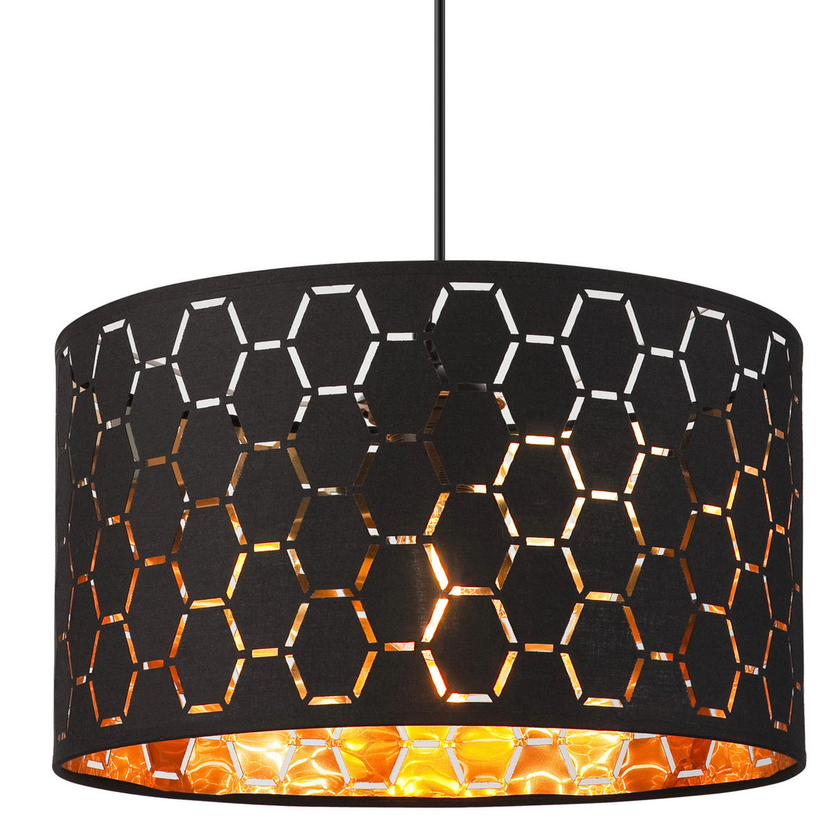 Lamkur Pendelleuchte schwarz Holz B/H/L: ca. 37x23x37 cm E27 1 Brennstellen Ulle - schwarz (37,00/37,00/23,00cm) - Lamkur