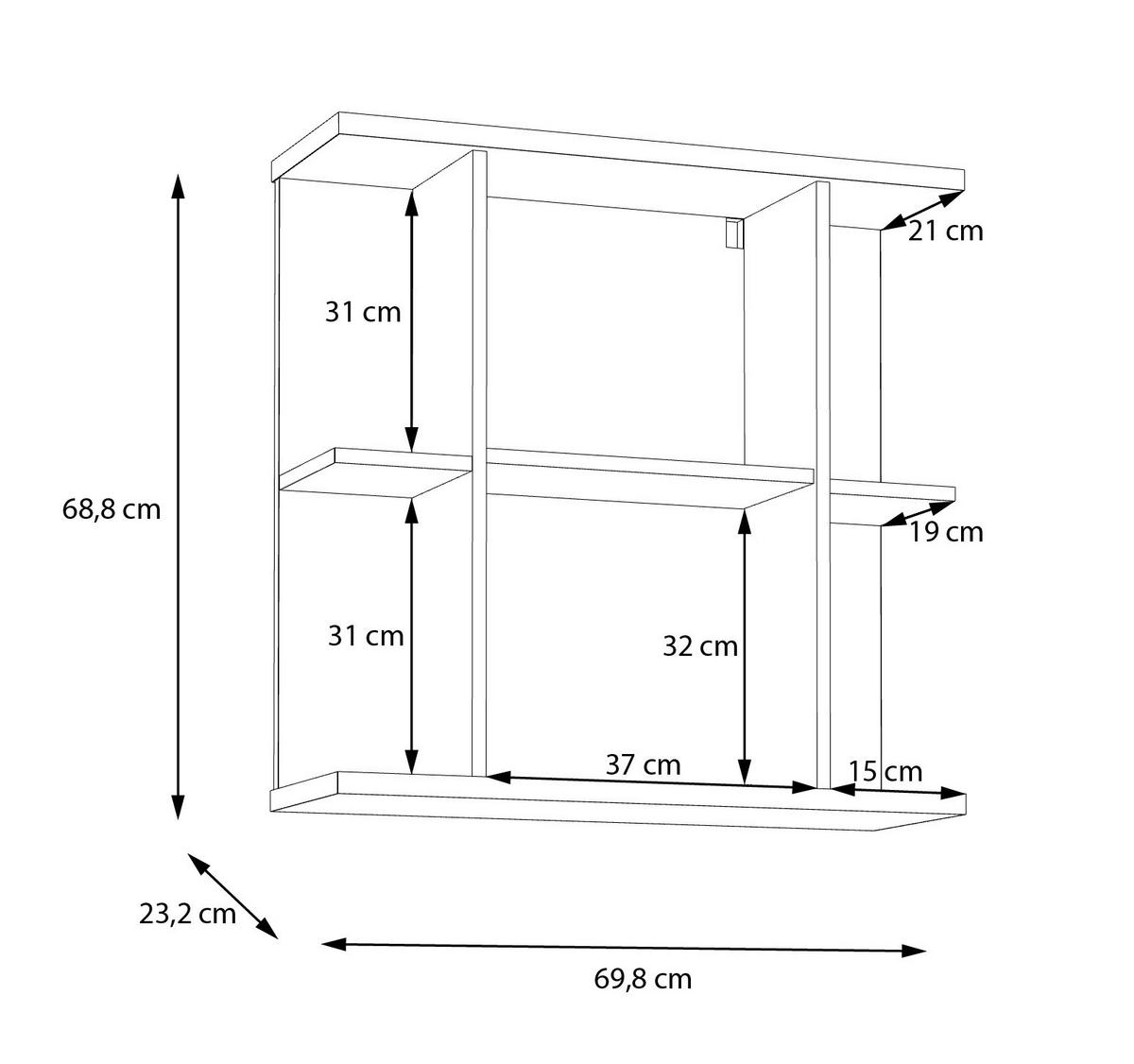 Spiegelschrank  Eiche Artisan Nachbildung salbei B/H/T: ca. 70x69x23 cm Champ_Spiegelschrank CMPV063-M888 - Eiche/salbei (70,00/69,00/23,00cm)