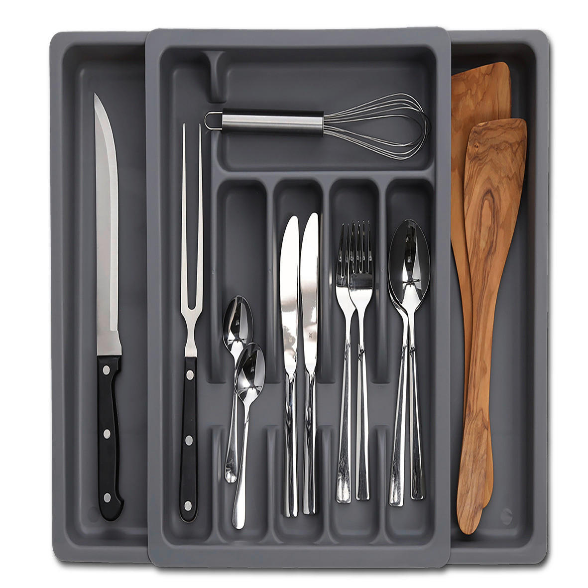 Zeller Besteckkasten ausziehbar grau B/H/L: ca. 38x7x48 cm Besteckkasten_ausziehbar - grau (48,00/38,00/7,00cm) - Zeller