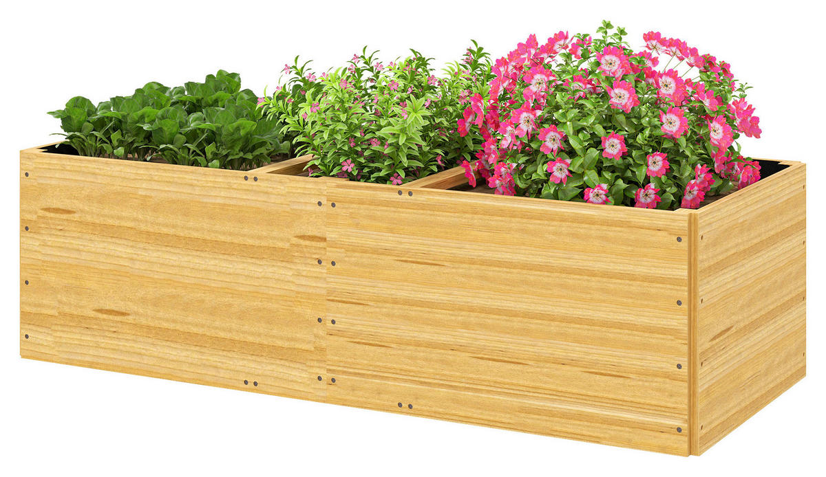 Outsunny Hochbeet natur Holz B/H/L: ca. 60x40x140 cm Hochbeet - natur (140,00/60,00/40,00cm) - Outsunny