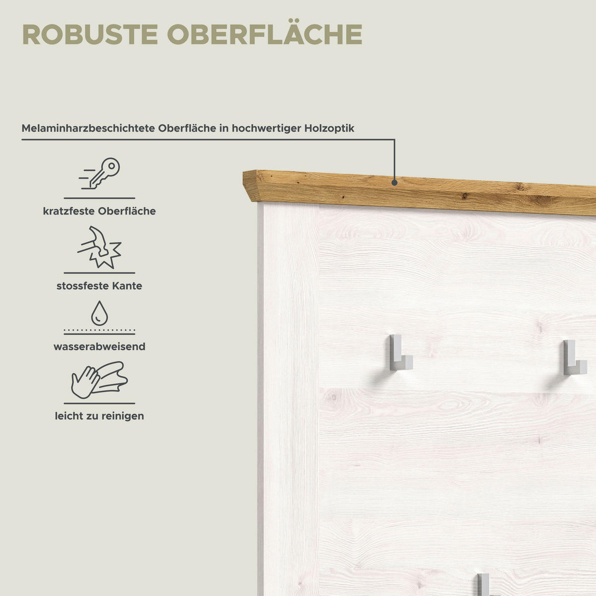 Garderobenpaneel Verona Sibiu Lärche Nachbildung Eiche Artisan Nachbildung B/H/T: ca. 68x103x4 cm Verona - Eiche (68,00/103,00/4,00cm) - xonox.home