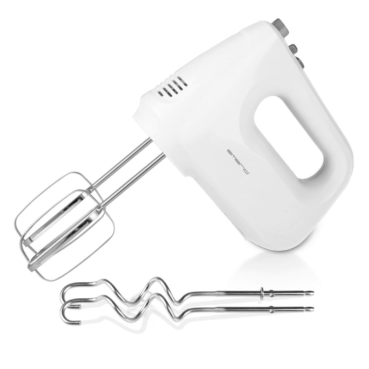 Emerio Handmixer HM-124178 silber weiß Edelstahl Kunststoff B/H/T: ca. 8,3x13,7x18,3 cm Handmixer HM-124178 - weiß/silber (8,30/13,70/18,30cm) - Emerio