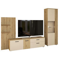 Wohnwand Gatwick Eiche Artisan Nachbildung creme B/H/T: ca. 250x180x38 cm Gatwick - Eiche/creme (250,00/180,00/38,00cm)