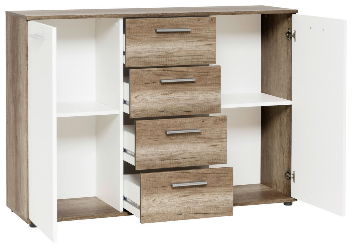 Kommode Jacky 2 B/H/T: ca. 120x85x35 cm Jacky 2 - Eiche/weiß (120,00/85,00/35,00cm)