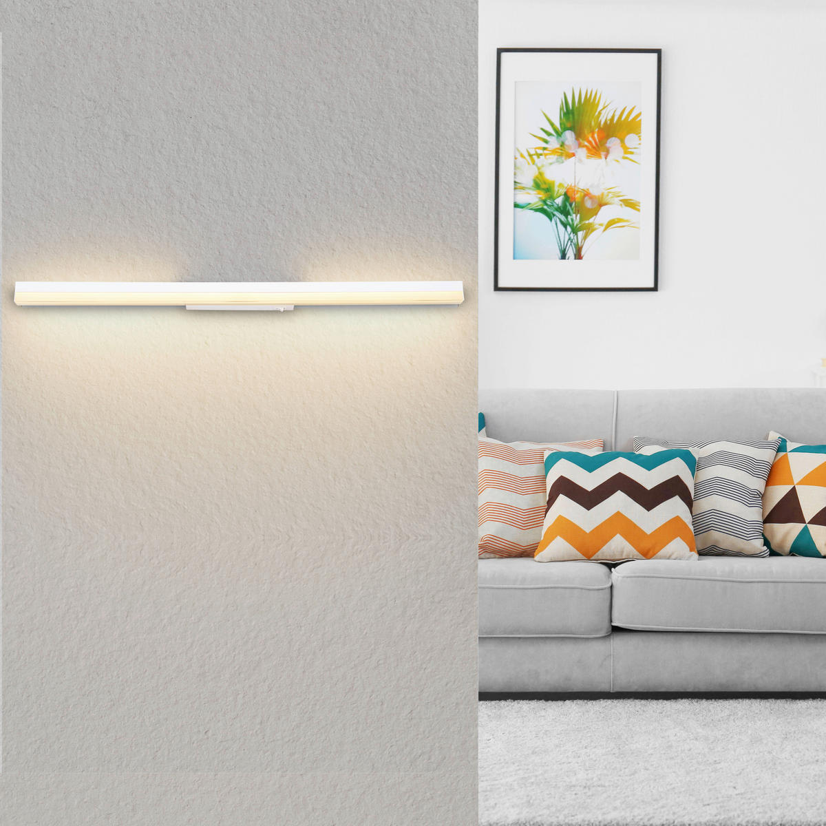 GLOBO LED-Wandleuchte weiß Opal Acryl Metall B/H: ca. 80x4 cm SALLO - weiß/Opal (80,00/4,00cm) - GLOBO