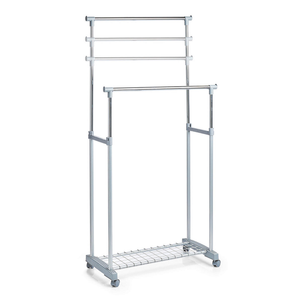Zeller Rollkleiderständer Silbergrau Metall B/H/L: ca. 43x170x83 cm Rollkleiderständer_2-stufig - Silbergrau (83,00/43,00/170,00cm) - Zeller