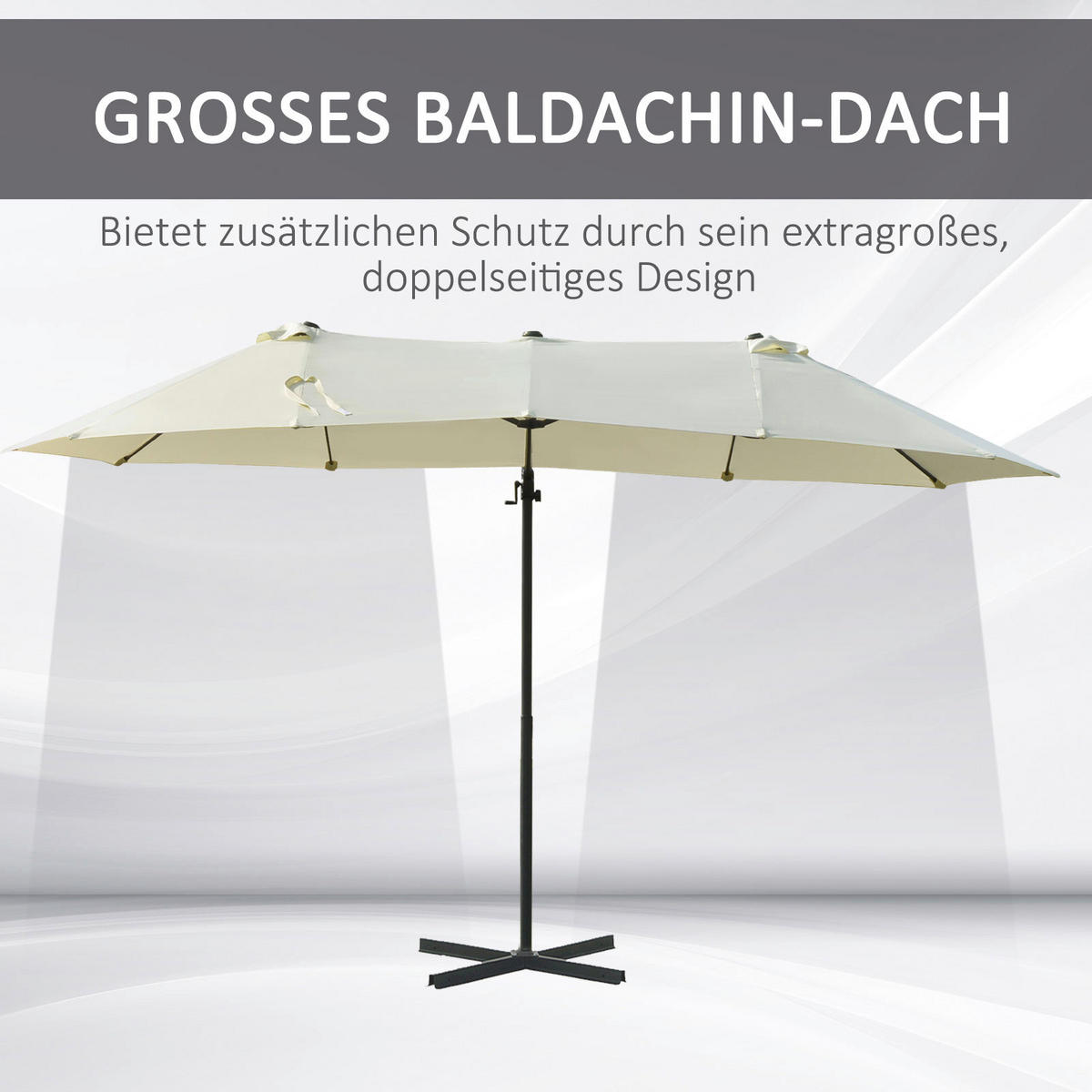 Outsunny Doppelschirm mit Kurbel cremeweiß Metall B/H/L: ca. 440x250x270 cm Doppelschirm_mit_Kurbel - cremeweiß (270,00/440,00/250,00cm) - Outsunny
