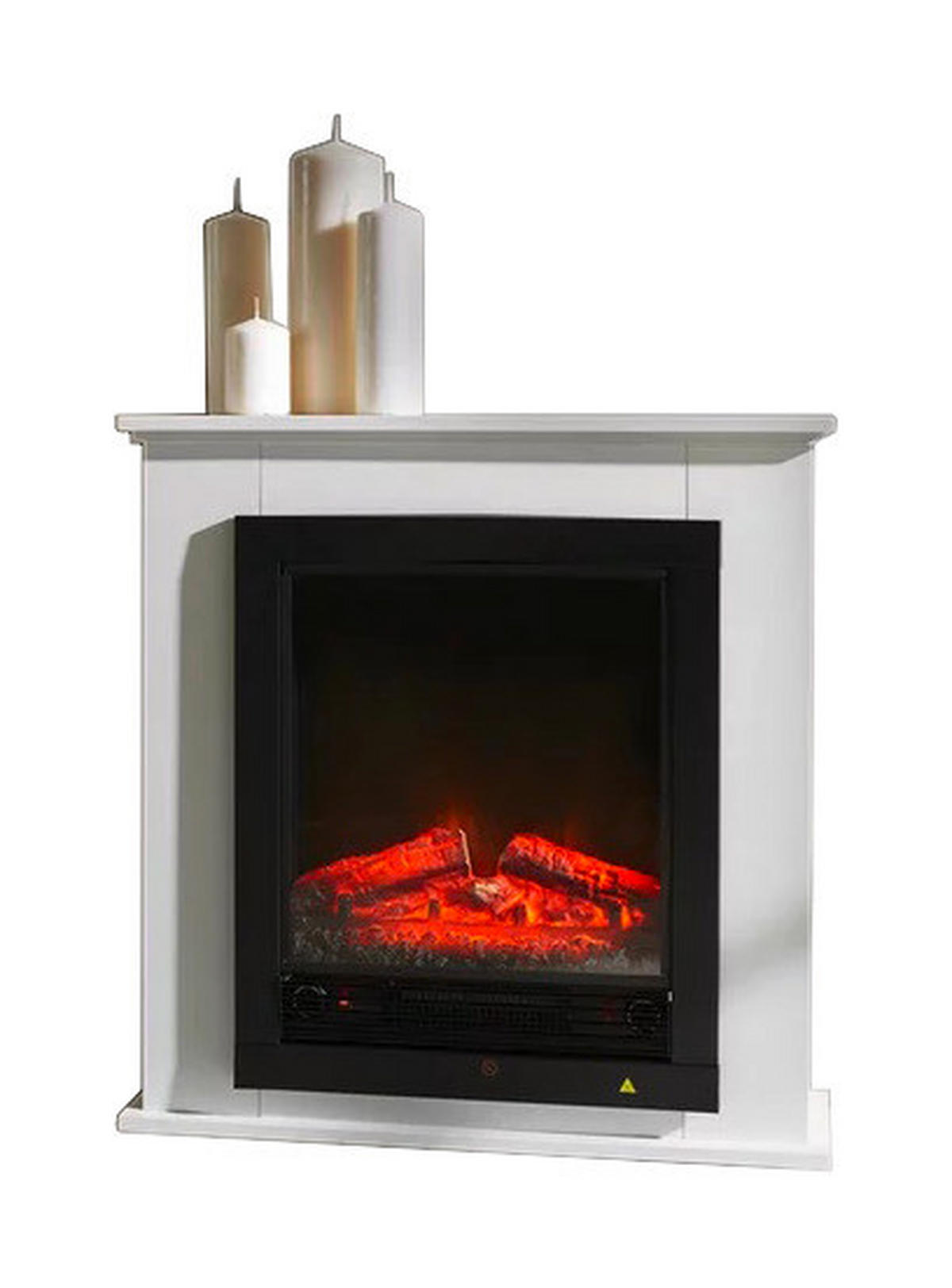 Alpina Elektrischer-Kamin 871125217836 weiß schwarz Holz Glas Metall B/H/T: ca. 70x71x22 cm Geneva - weiß/schwarz (70,00/71,00/22,00cm) - Alpina