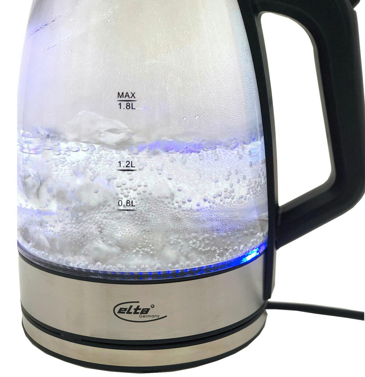 Elta Wasserkocher WK-2200.1 Edelstahl schwarz Glas ca. 1,8 l Wasserkocher - schwarz/Edelstahl (1,80l) - Elta