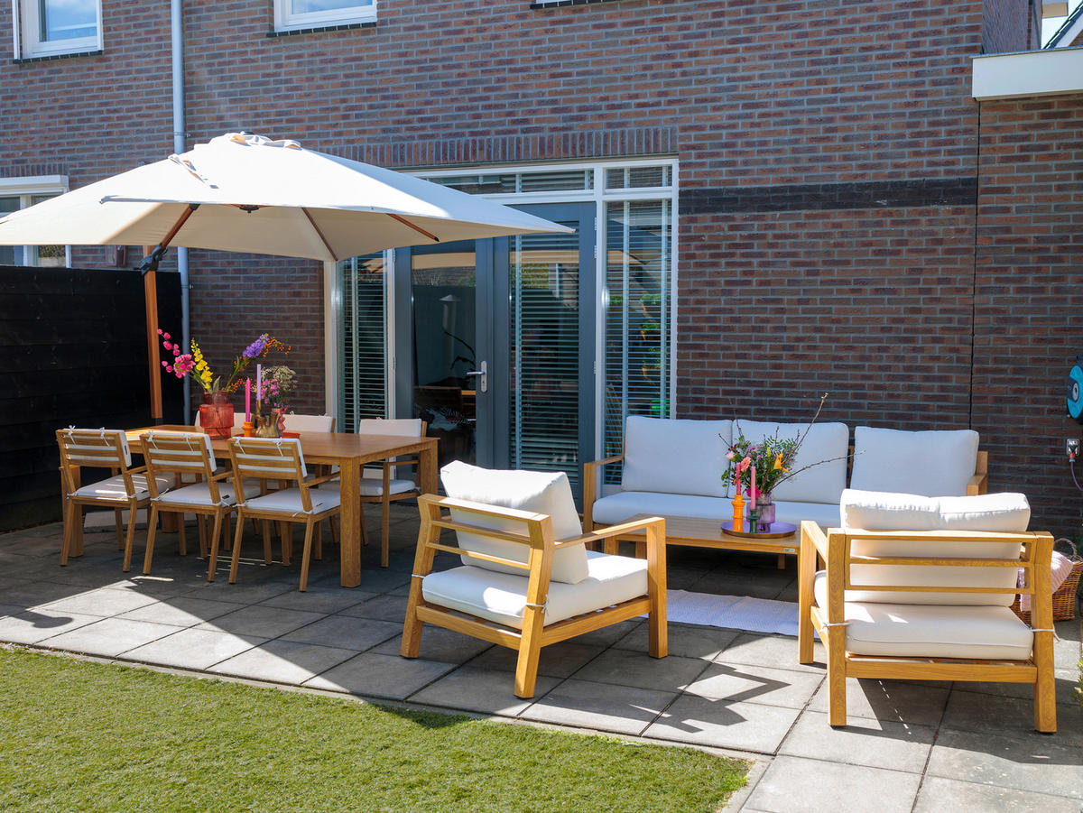 AXI Outdoor Living Loungeset Orla braun Metall B/H/L: ca. 223,5x73,5x89 cm Orla - braun/beige (89,00/223,50/73,50cm) - AXI Outdoor Living